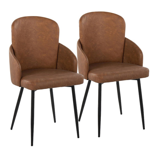 LumiSource Dahlia Dining Chair, Set of 2, Black/Camel/Chrome - CH-DAHLIA2BKCAM2