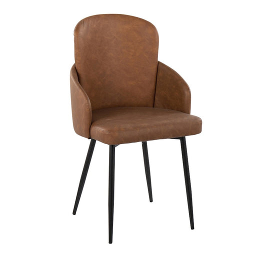 LumiSource Dahlia Dining Chair, Set of 2, Black/Camel/Chrome