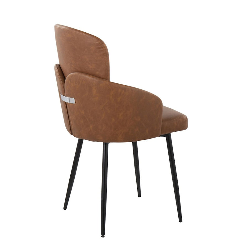 LumiSource Dahlia Dining Chair, Set of 2, Black/Camel/Chrome