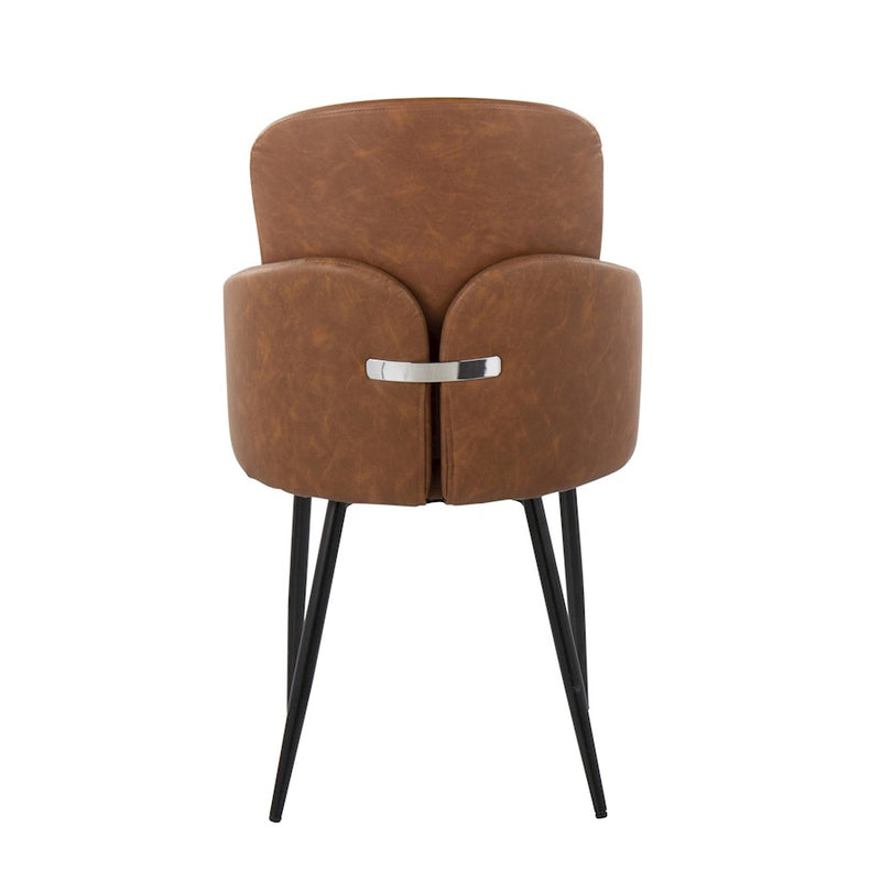 LumiSource Dahlia Dining Chair, Set of 2, Black/Camel/Chrome