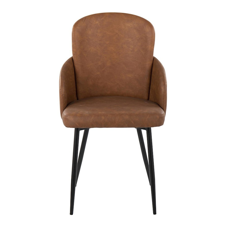 LumiSource Dahlia Dining Chair Set of 2 | Black Metal & Camel PU | Dining Room & Kitchen Seating | 22 x 22.5 x 34.25 in | Model CH-DAHLIA2BKCAM2