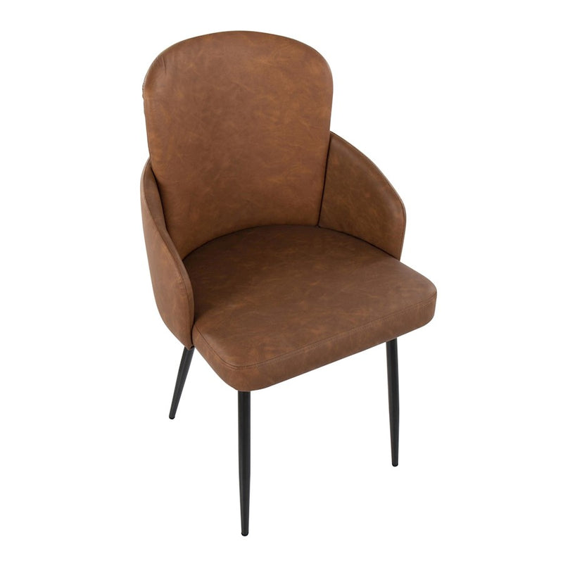 LumiSource Dahlia Dining Chair, Set of 2, Black/Camel/Chrome