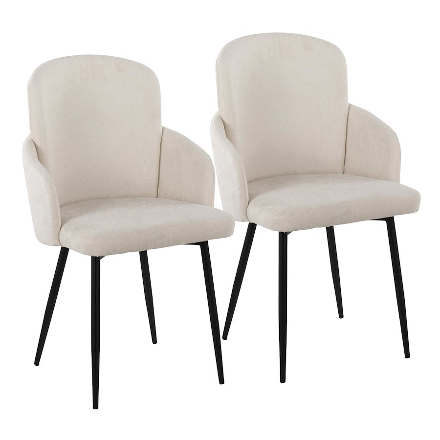LumiSource Dahlia Dining Chair, Set of 2, Black/Cream/Chrome - CH-DAHLIA2BKFCR2