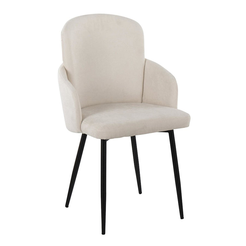 LumiSource Dahlia Dining Chair, Set of 2, Black/Cream/Chrome