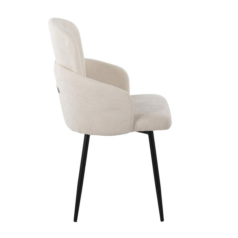 LumiSource Dahlia Dining Chair, Set of 2, Black/Cream/Chrome