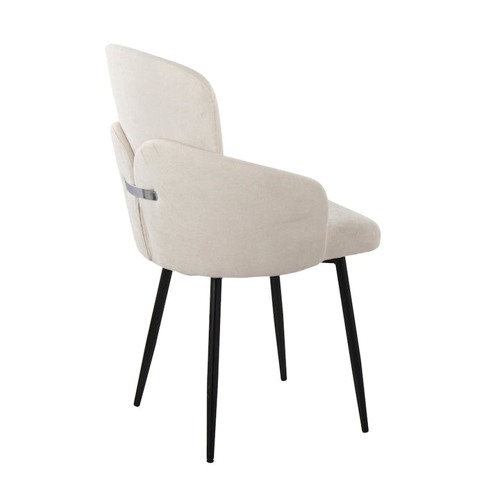 LumiSource Dahlia Dining Chair, Set of 2, Black/Cream/Chrome
