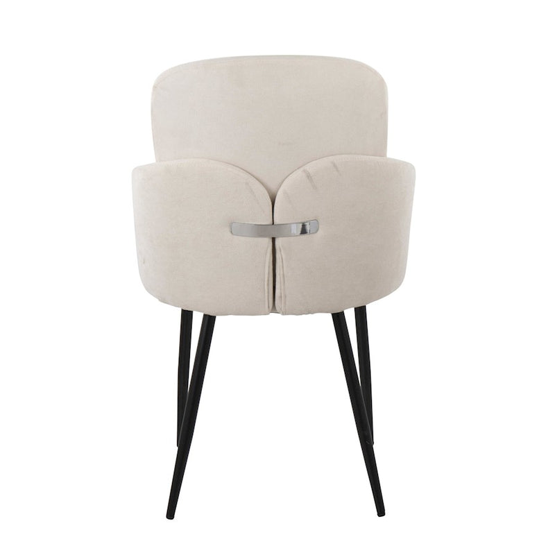 LumiSource Dahlia Dining Chair, Set of 2, Black/Cream/Chrome