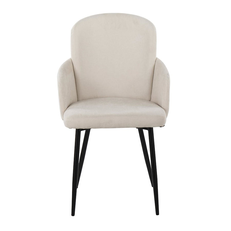 LumiSource Dahlia Dining Chair, Set of 2, Black/Cream/Chrome