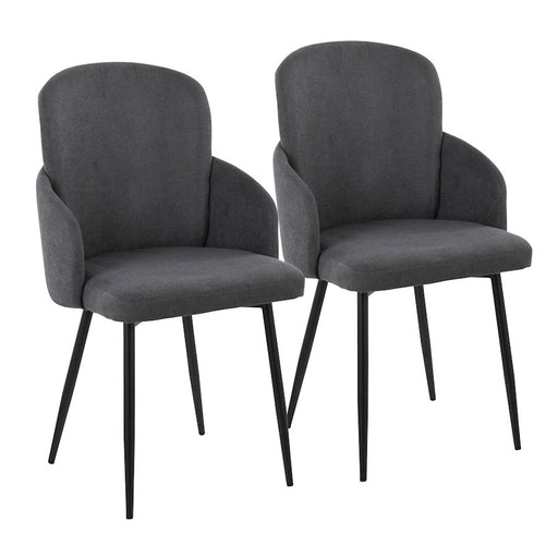 LumiSource Dahlia Dining Chair, Set/2, Black Metal/GY/CH - CH-DAHLIA2BKFGY2