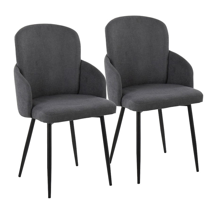 LumiSource Dahlia Dining Chair, Set/2, Black Metal/GY/CH - CH-DAHLIA2BKFGY2