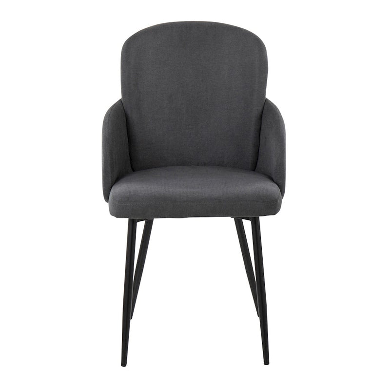 LumiSource Dahlia Dining Chair, Set of 2, Black Metal/GY/Chrome