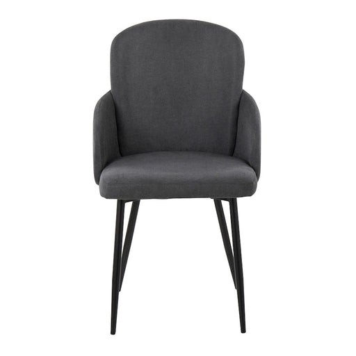 LumiSource Dahlia Dining Chair, Set of 2, Black Metal/GY/Chrome