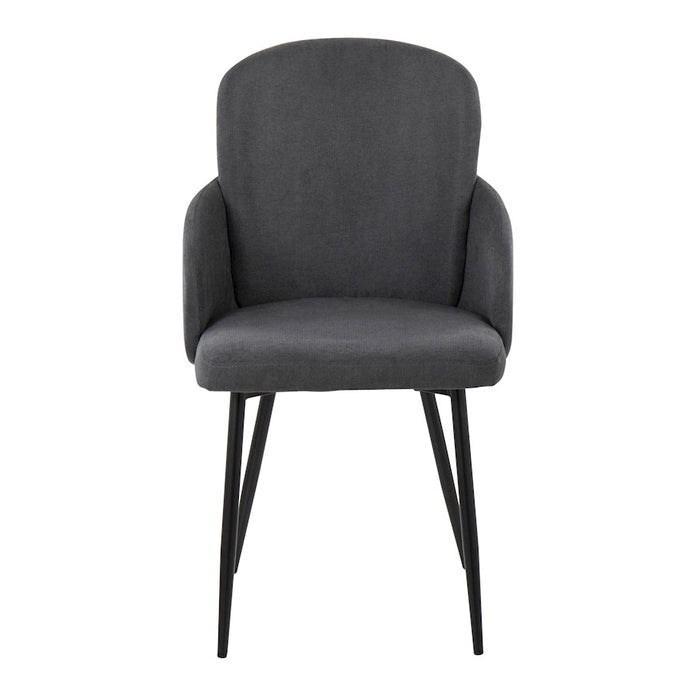 LumiSource Dahlia Dining Chair, Set of 2, Black Metal/GY/Chrome