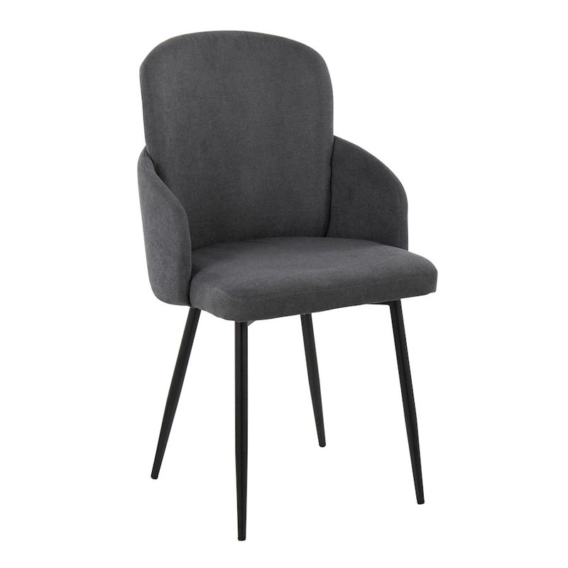 LumiSource Dahlia Dining Chair, Set of 2, Black Metal/GY/Chrome
