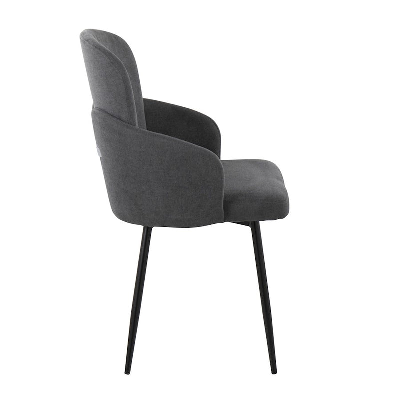 LumiSource Dahlia Dining Chair, Set of 2, Black Metal/GY/Chrome