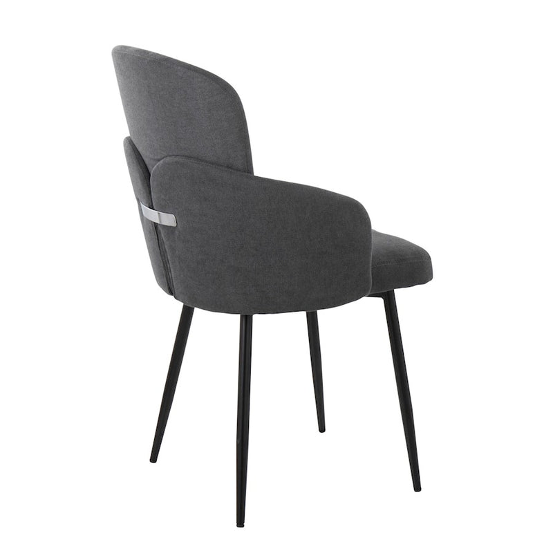LumiSource Dahlia Dining Chair, Set of 2, Black Metal/GY/Chrome