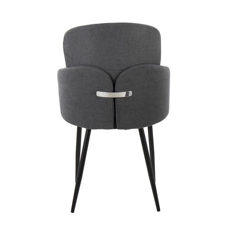 LumiSource Dahlia Dining Chair, Set of 2, Black Metal/GY/Chrome