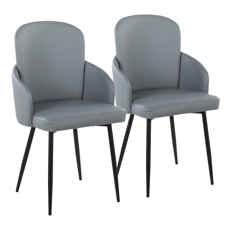 LumiSource Dahlia Dining Chair, Set of 2, Black/Grey PU/Chrome - CH-DAHLIA2BKGY2