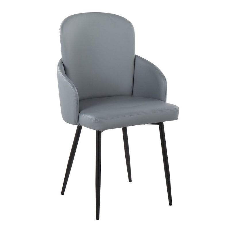 LumiSource Dahlia Dining Chair, Set of 2, Black/Grey PU/Chrome
