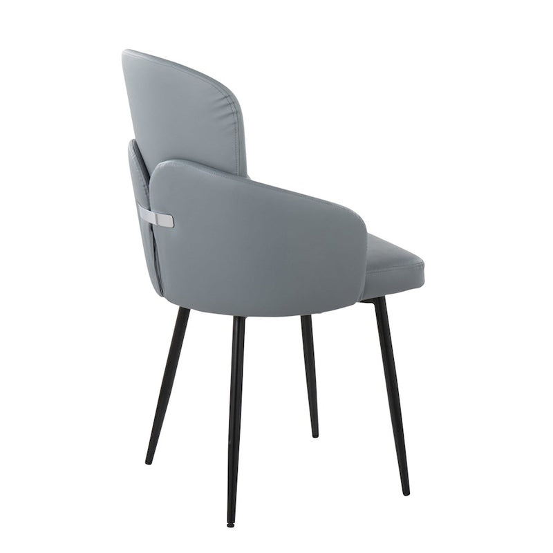 LumiSource Dahlia Dining Chair, Set of 2, Black/Grey PU/Chrome