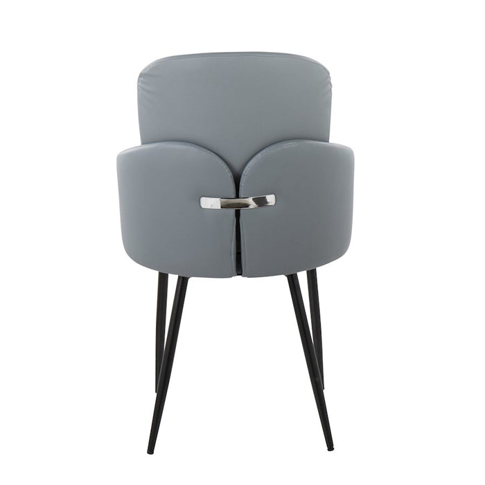LumiSource Dahlia Dining Chair, Set of 2, Black/Grey PU/Chrome