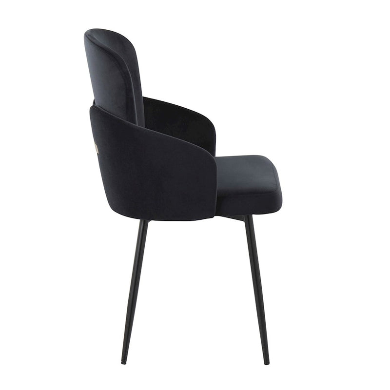 LumiSource Dahlia Dining Chair, Set of 2, Black/Black/Gold