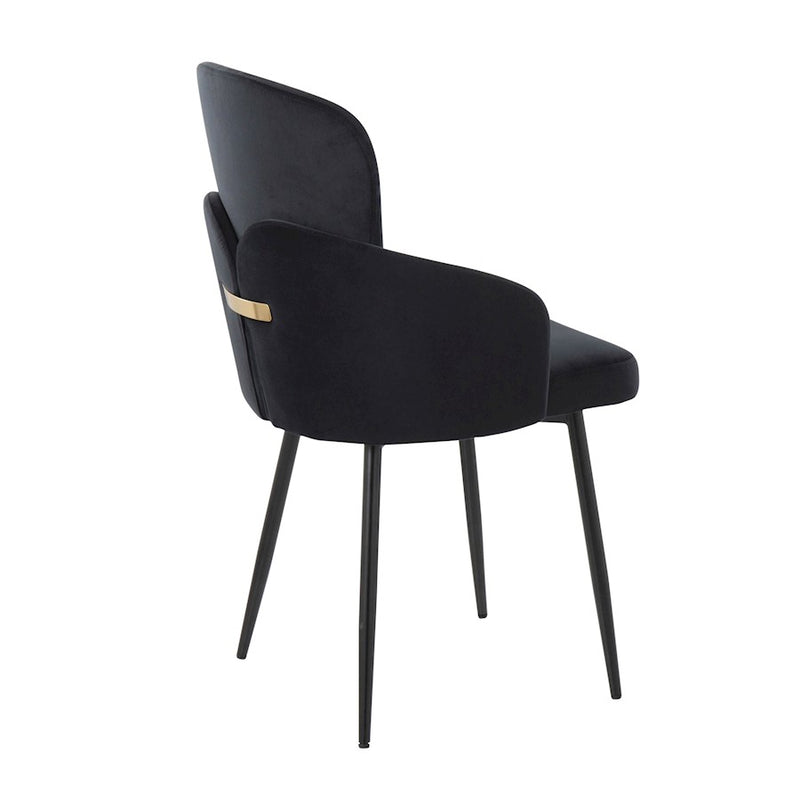 LumiSource Dahlia Dining Chair, Set of 2, Black/Black/Gold