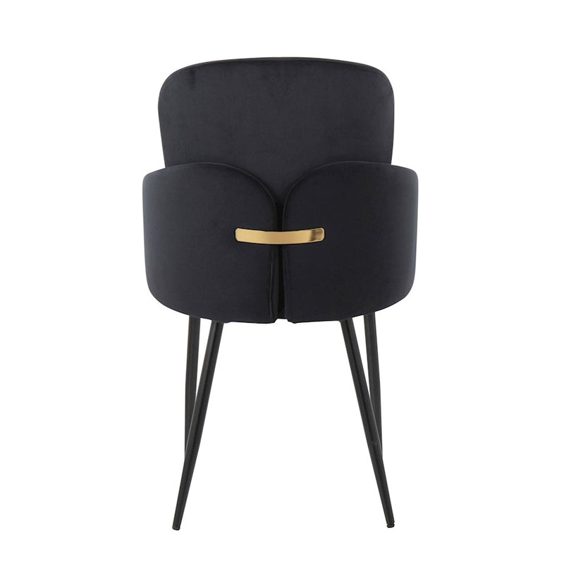 LumiSource Dahlia Dining Chair, Set of 2, Black/Black/Gold