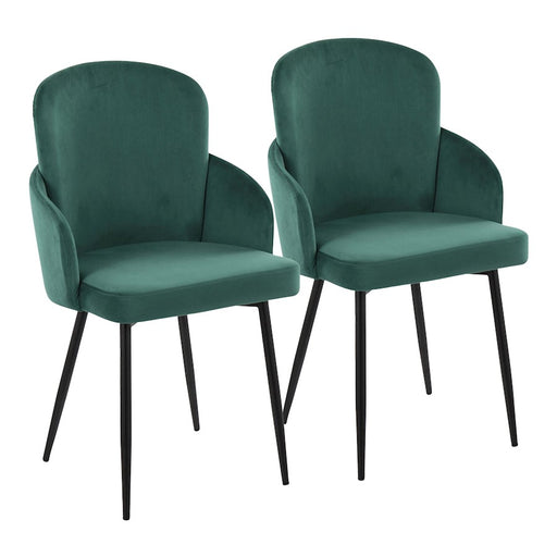 LumiSource Dahlia Dining Chair, Set of 2, Black/Green/Gold - CH-DAHLIA2BKVGN2
