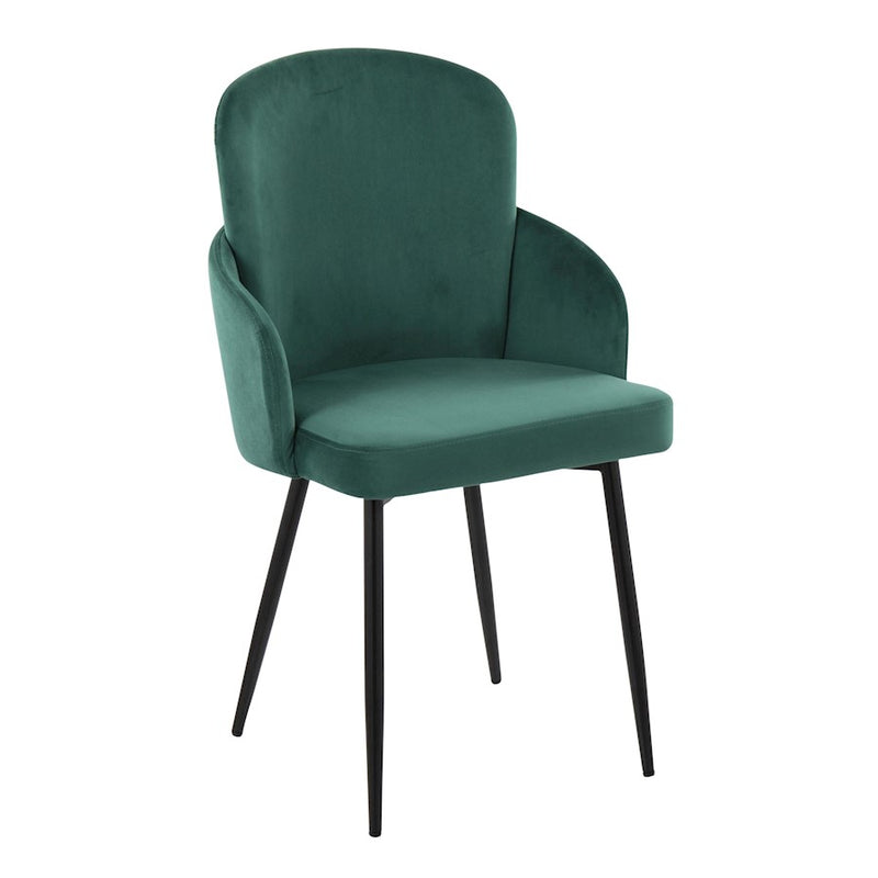 LumiSource Dahlia Dining Chair, Set of 2, Black/Green/Gold