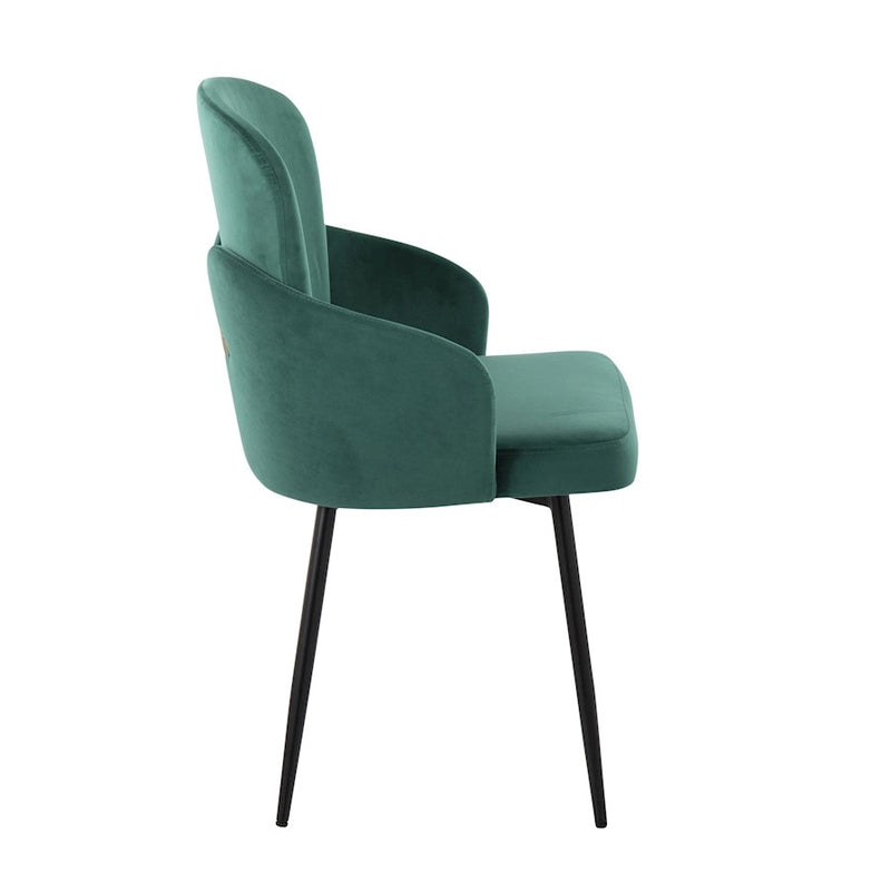 LumiSource Dahlia Dining Chair, Set of 2, Black/Green/Gold