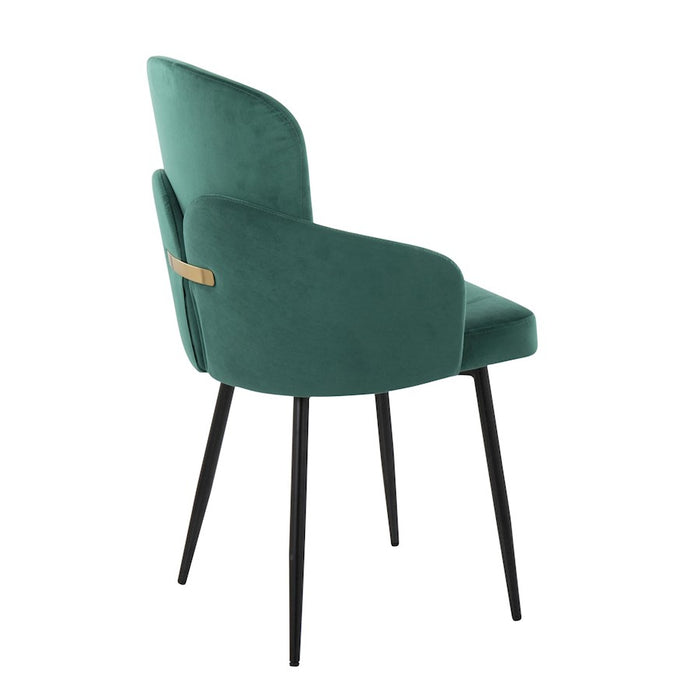 LumiSource Dahlia Dining Chair, Set of 2, Black/Green/Gold