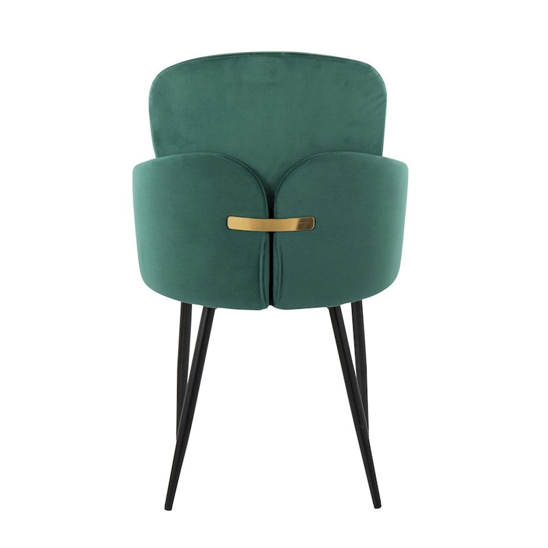 LumiSource Dahlia Dining Chair Set of 2 | Black Metal & Green Velvet | Dining Room & Kitchen Seating | 22 x 22.5 x 34.25 in | Model CH-DAHLIA2BKVGN2