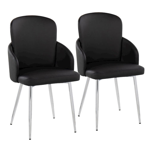 LumiSource Dahlia Dining Chair, Set of 2 in Black PU/Chrome - CH-DAHLIA2SVBK2