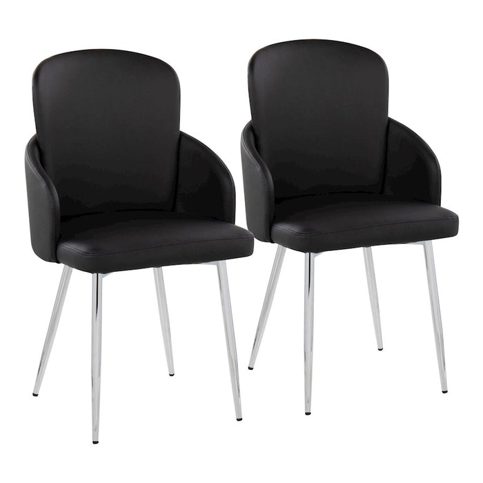 LumiSource Dahlia Dining Chair, Set of 2 in Black PU/Chrome - CH-DAHLIA2SVBK2