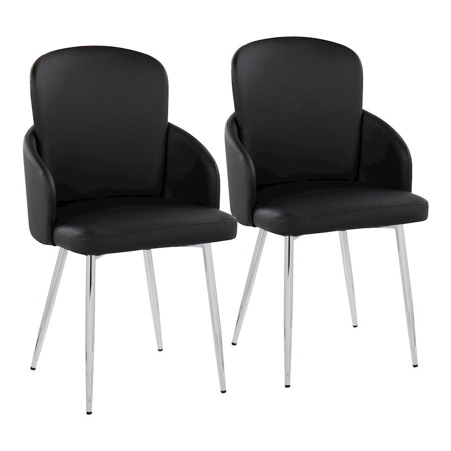LumiSource Dahlia Dining Chair, Set of 2 in Black PU/Chrome - CH-DAHLIA2SVBK2