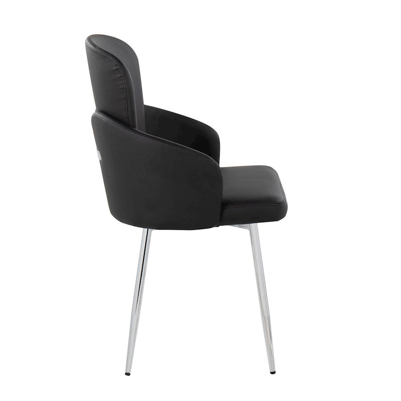 LumiSource Dahlia Dining Chair, Set of 2 in Black PU/Chrome