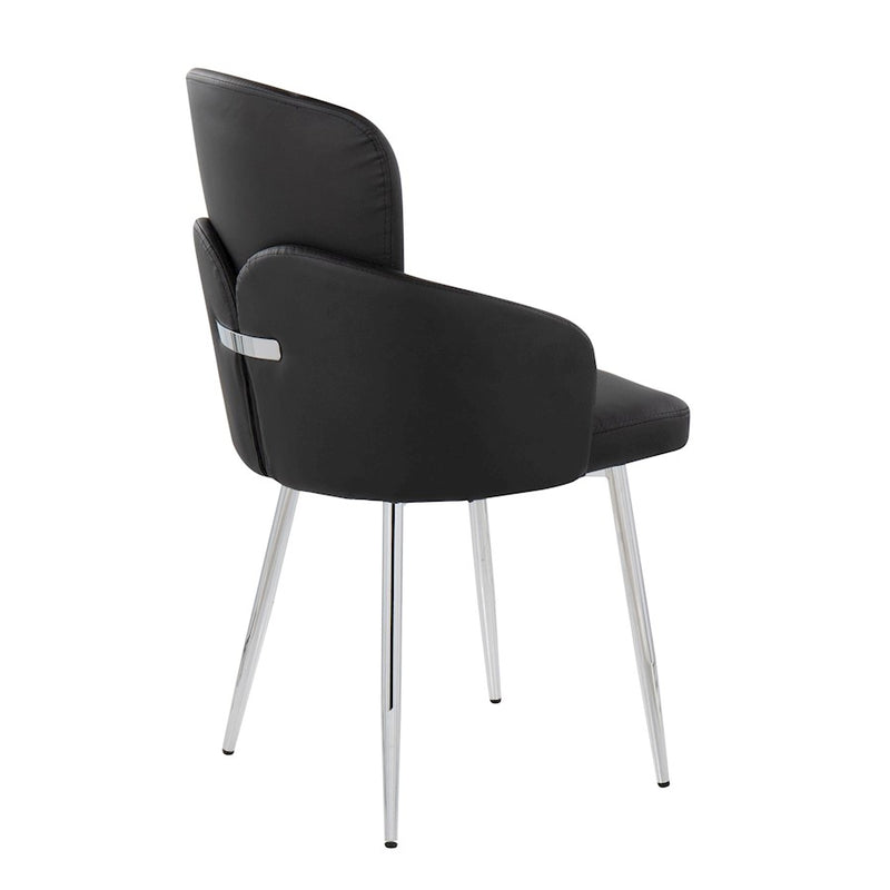 LumiSource Dahlia Dining Chair, Set of 2 in Black PU/Chrome