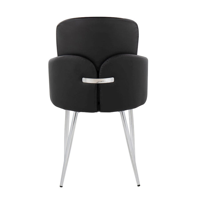 LumiSource Dahlia Dining Chair, Set of 2 in Black PU/Chrome