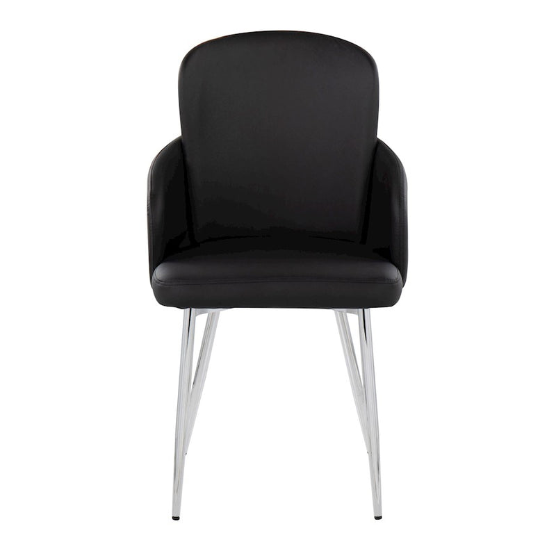 LumiSource Dahlia Dining Chair, Set of 2 in Black PU/Chrome