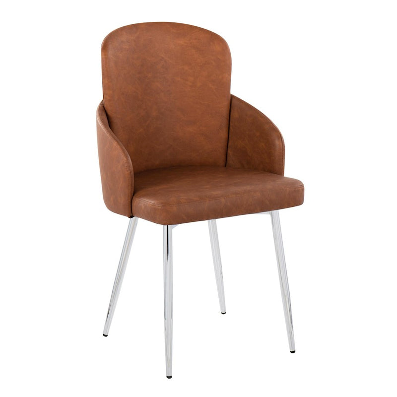LumiSource Dahlia Dining Chair, Set of 2 in Camel PU/Chrome