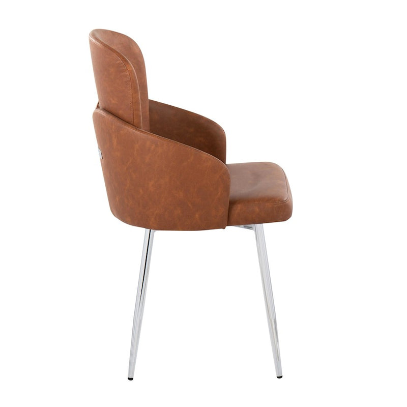 LumiSource Dahlia Dining Chair, Set of 2 in Camel PU/Chrome