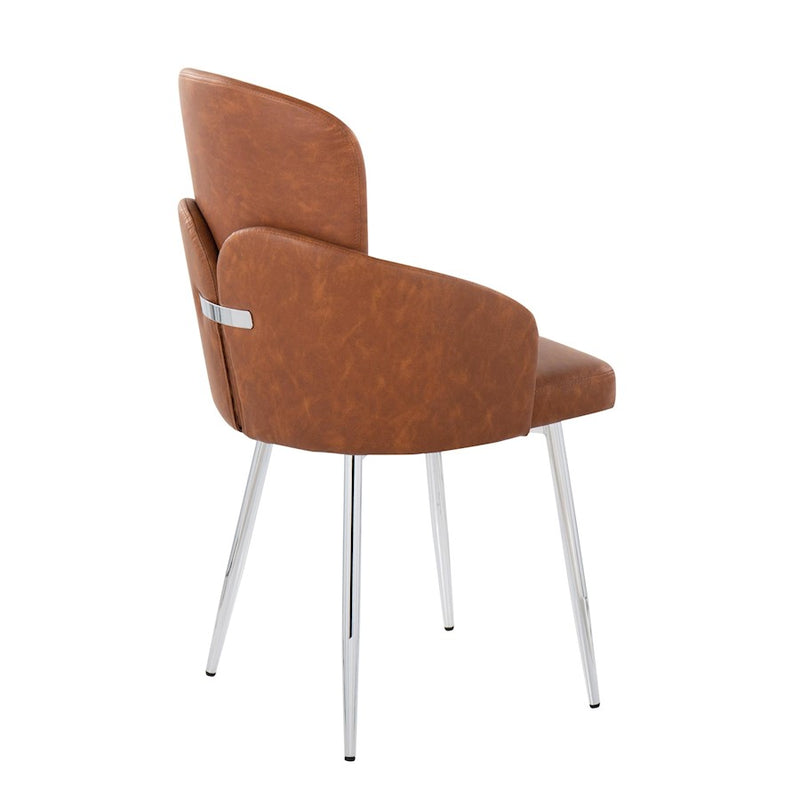 LumiSource Dahlia Dining Chair, Set of 2 in Camel PU/Chrome