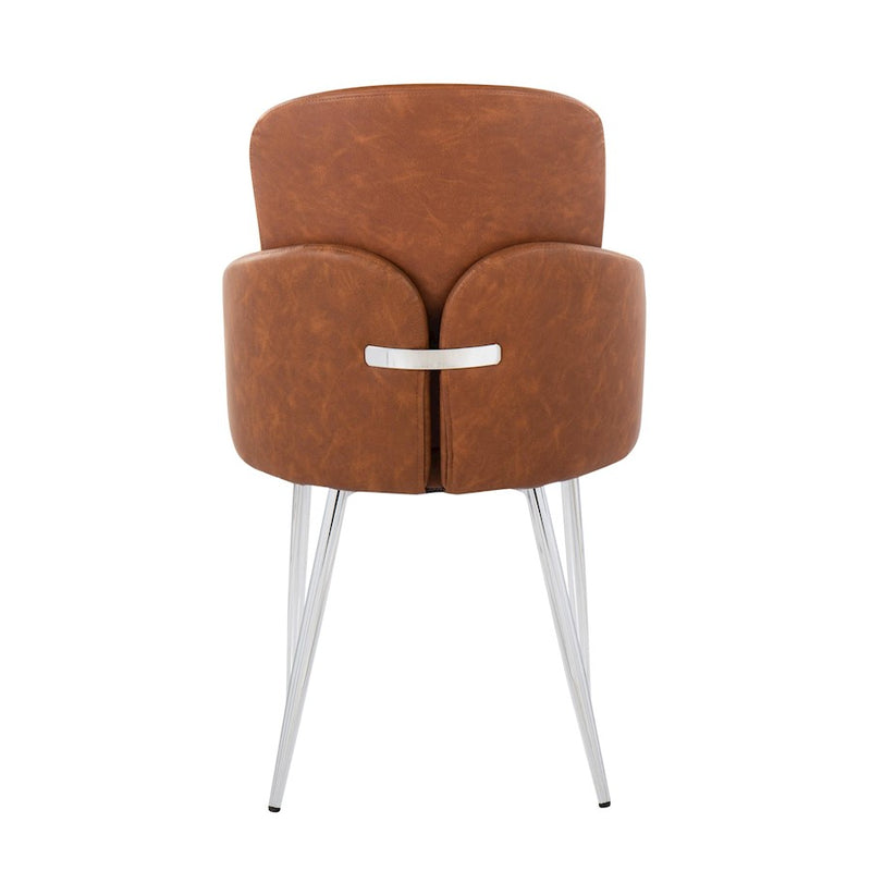 LumiSource Dahlia Dining Chair, Set of 2 in Camel PU/Chrome