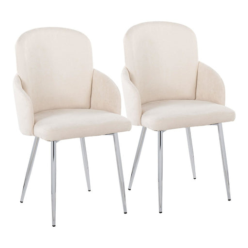 LumiSource Dahlia Dining Chair, Set of 2, Cream Fabric/Chrome - CH-DAHLIA2SVFCR2