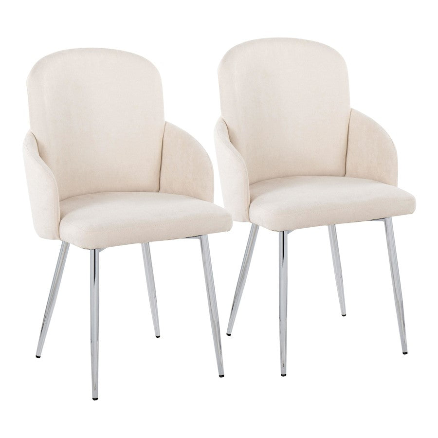 LumiSource Dahlia Dining Chair, Set of 2, Cream Fabric/Chrome - CH-DAHLIA2SVFCR2