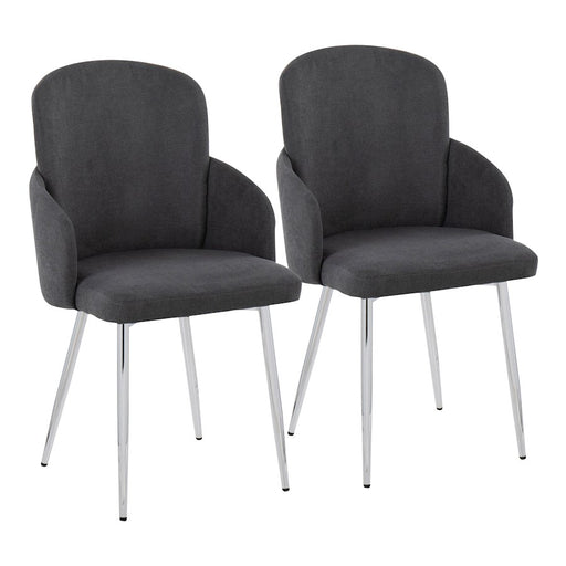 LumiSource Dahlia Dining Chair, Set of 2, Grey Fabric/Chrome - CH-DAHLIA2SVFGY2