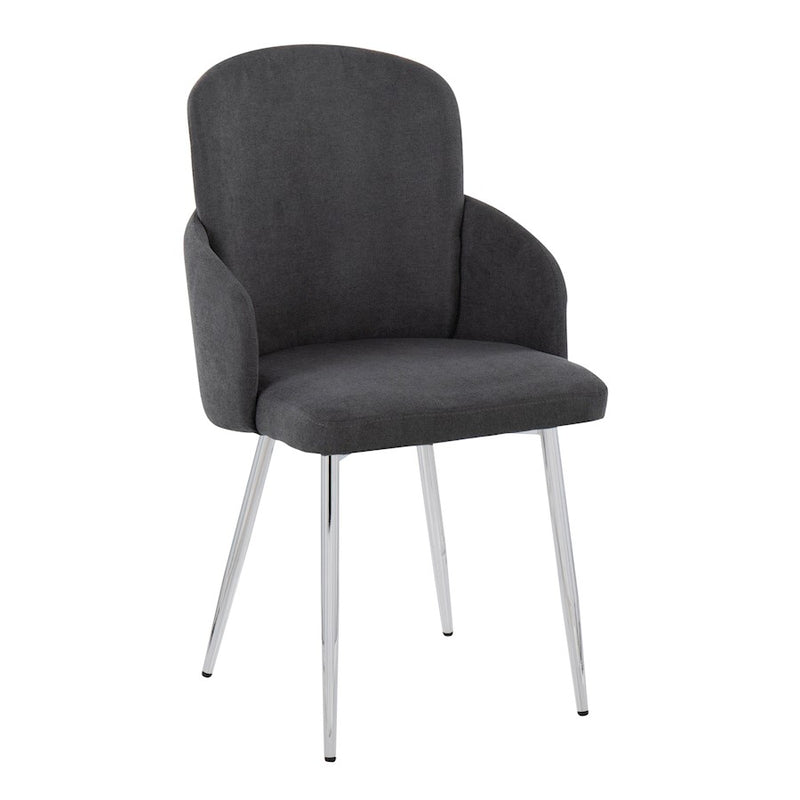 LumiSource Dahlia Dining Chair, Set of 2, Grey Fabric/Chrome