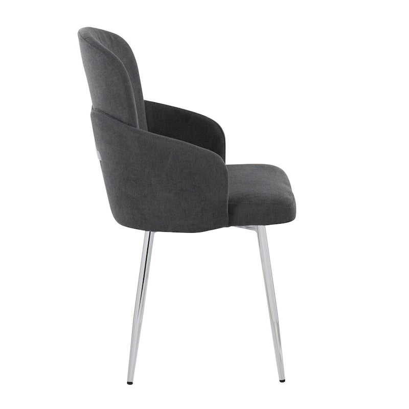 LumiSource Dahlia Dining Chair, Set of 2, Grey Fabric/Chrome