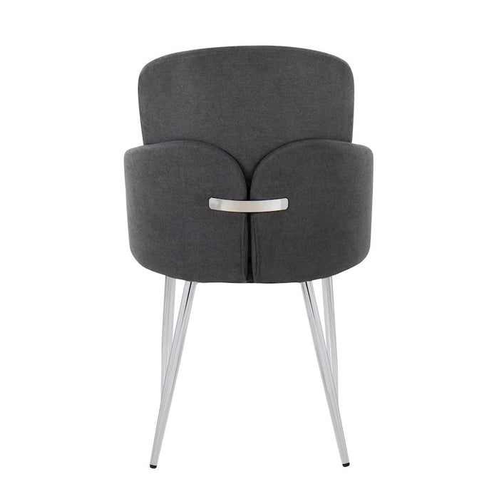 LumiSource Dahlia Dining Chair, Set of 2, Grey Fabric/Chrome